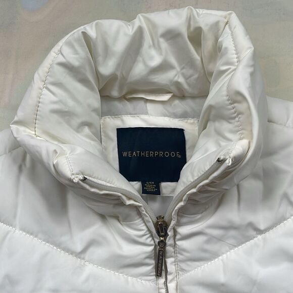 WeatherProof Puffer Vest Women's Sz S Zip Pockets Ivory Full Zip - Picture 5 of 8